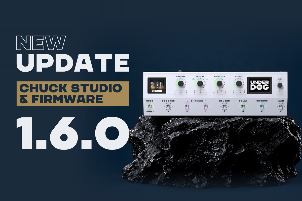 CHUCK STUDIO & Firmware 1.6.0 update — CHUCK with illuminated controls on dark rock
